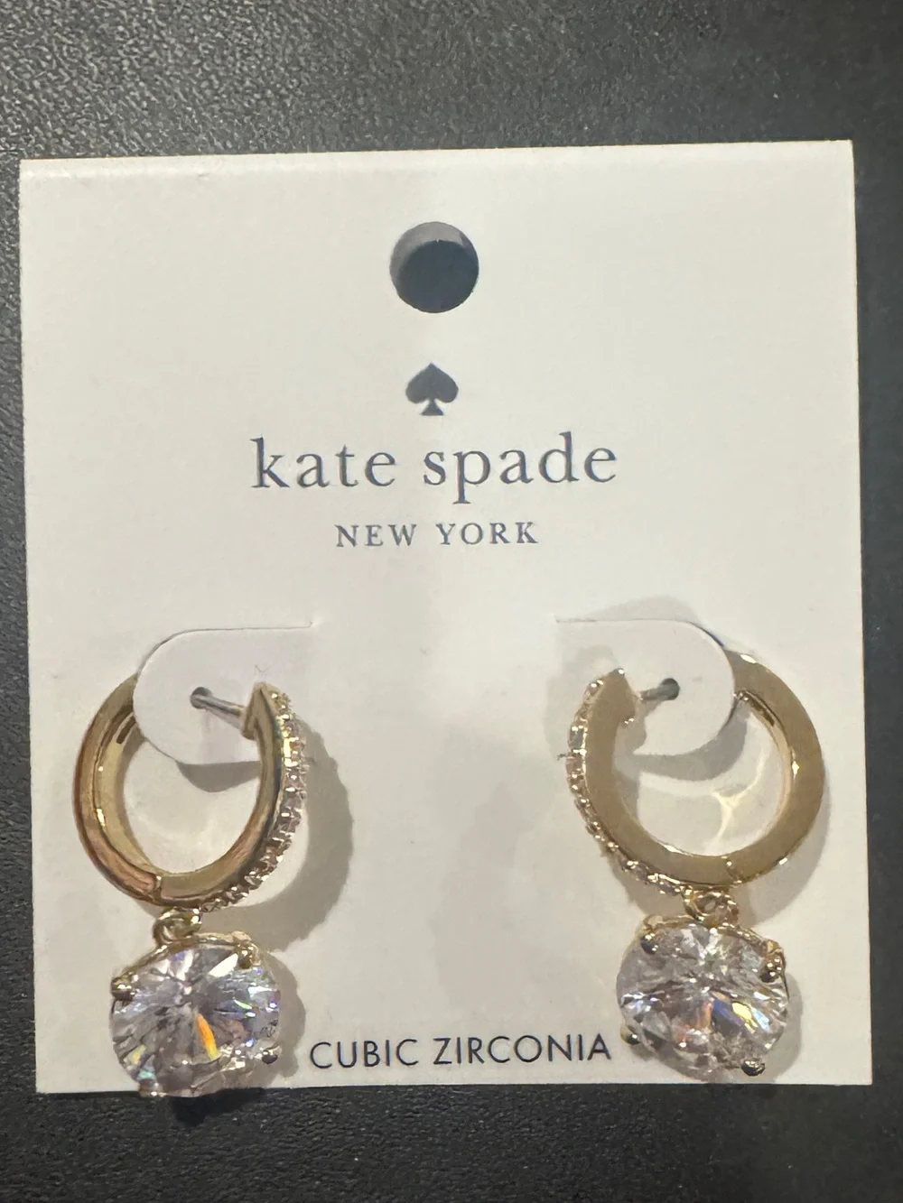 ✨NWT- KATE SPADE New York - Gold Hoop Drop Earrings With 2-Carat Cubic Zirconia!